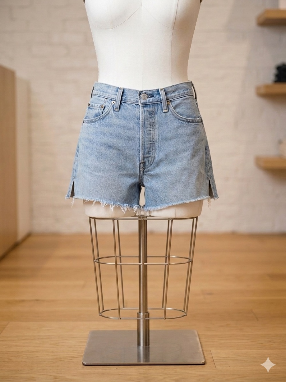 Re/Done + Levi’s Collab Light Wash High-Rise Denim Cutoff Shorts Size 24 EUC
